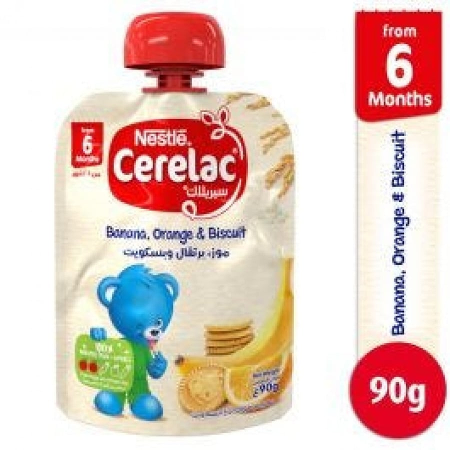 Cerelac mashed banana, orange, and biscuit 90g