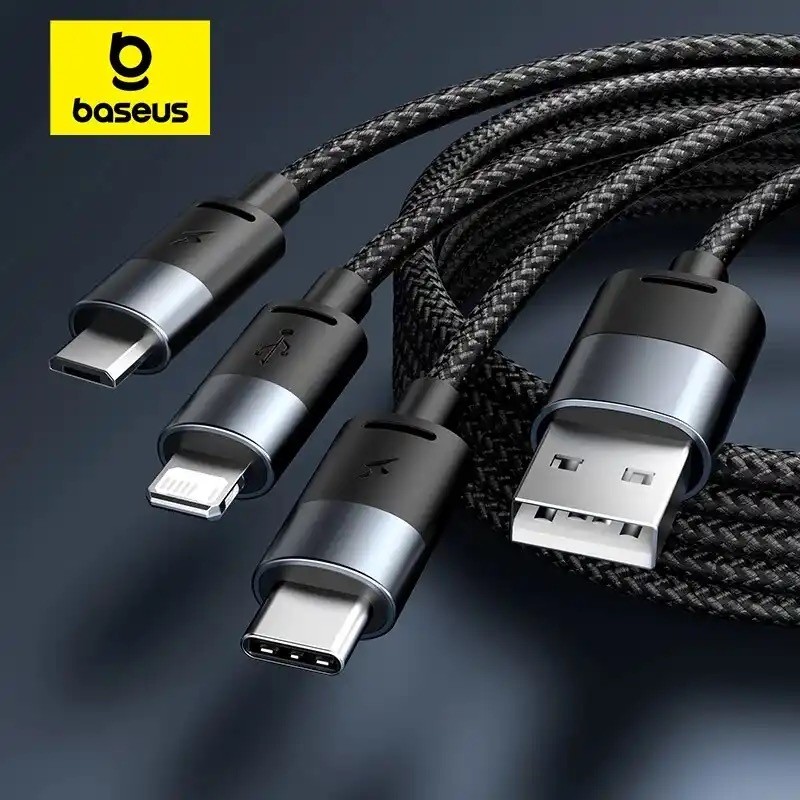 بيسيس 3 في 1 كابل USB Micro USB Type C شاحن سريع كابل بيانات Micro USB Type C