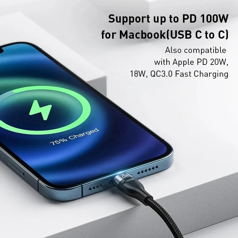 كابل بيسيس 3 في 2 USB من النوع C لهواتف iPhone 15 14 13 12 ProMax 11 كابل شاحن 100 وات 3 في 1 كابل لهواتف سامسونج وشاومي Mi Macbook
