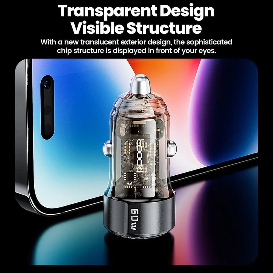 Toocki 60W Car Charger 30W Quick Charge Transparent Case