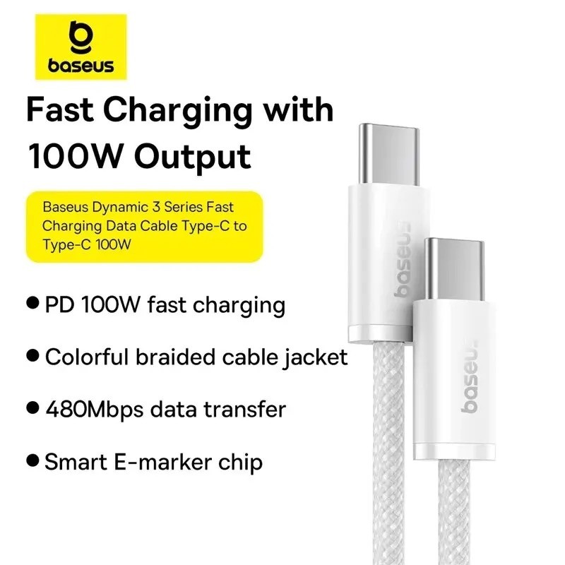 ‏بيسيس 100 واط نوع C إلى USB C كابل آيفون 15 PD شحن سريع شاحن الحبل لماك بوك باد سامسونج شاومي 5A سريع USB C سلك