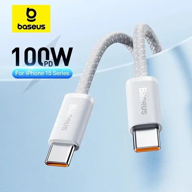 ‏بيسيس 100 واط نوع C إلى USB C كابل آيفون 15 PD شحن سريع شاحن الحبل لماك بوك باد سامسونج شاومي 5A سريع USB C سلك