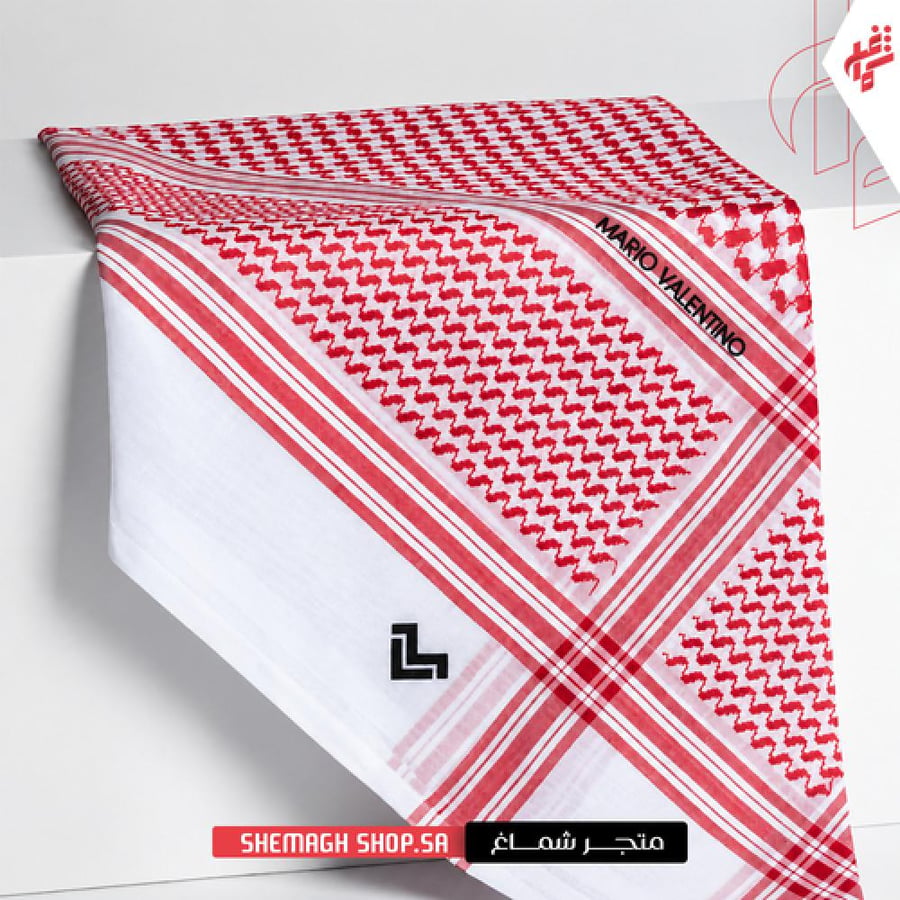 شماغ ماريو فالنتينو احمر الإيطالي الفاخر قطن طبيعي -متجر شماغ شوب