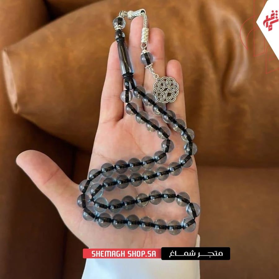 سبحة بكلايت سماوية شفافة بخرز دائري وتصميم عصري ملكي من متجر شماغ