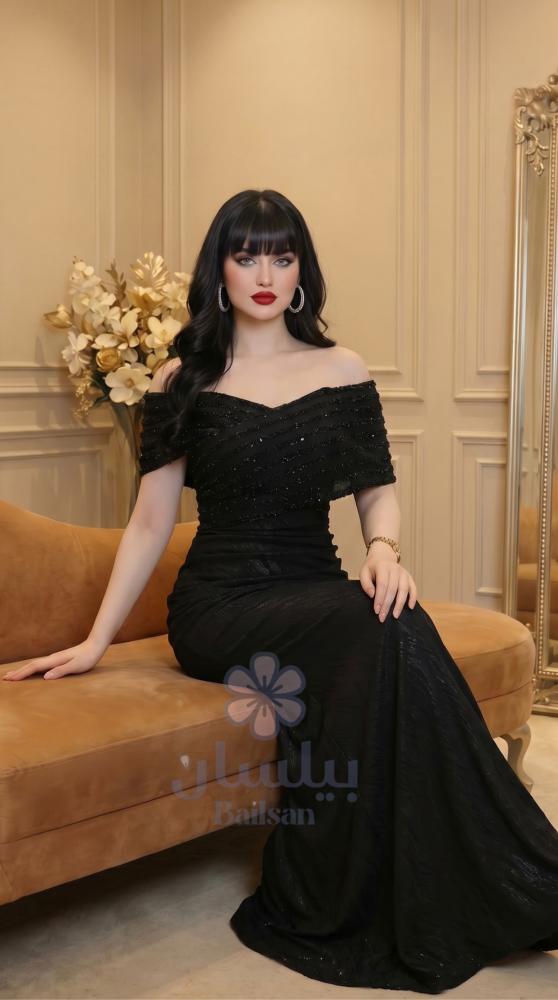 فستان طويل اسود نسائي