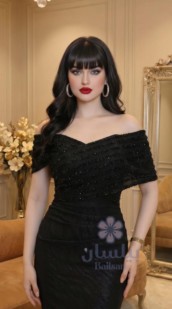 فستان طويل اسود نسائي