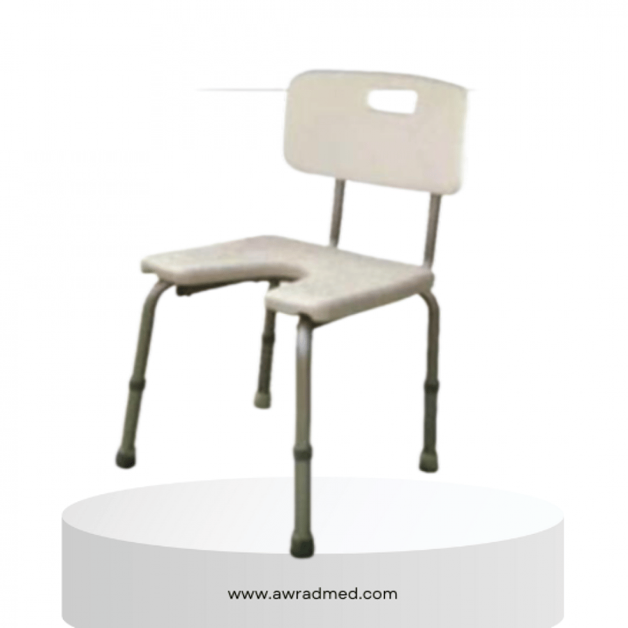 A fixed toilet chair with a backrest