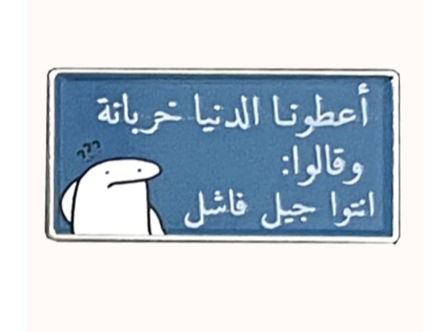 Metal sticker, they gave us a ruined world and said you are a failed generation.