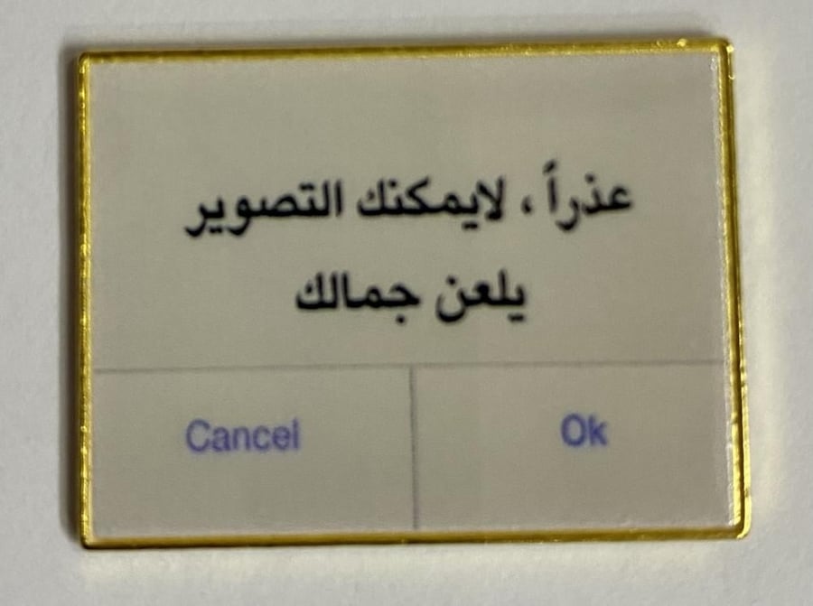 ستيكر معدني عذرا لا يمكنك التصوير يلعن جمالك