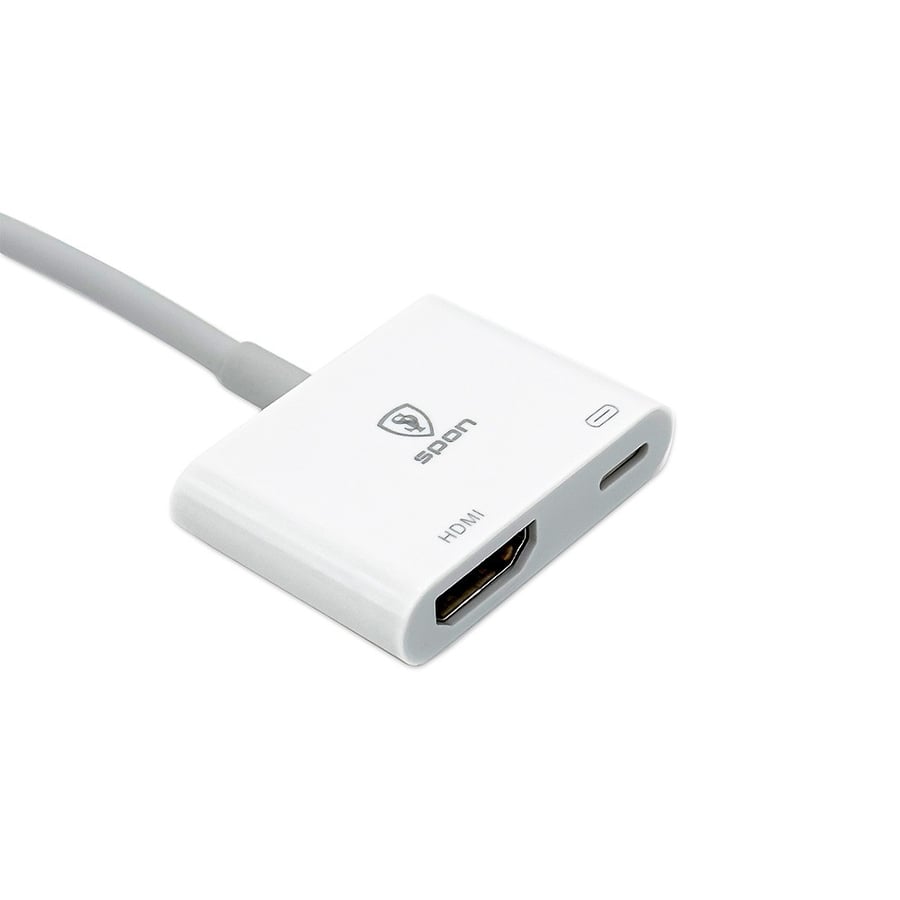 وصلة اتش دي HDMI للايفون  مع مدخلين - ابيض
