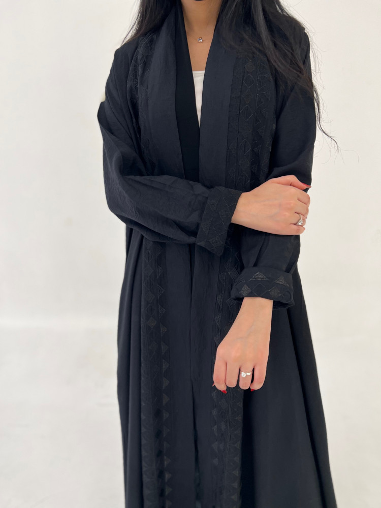 Black double wide abaya