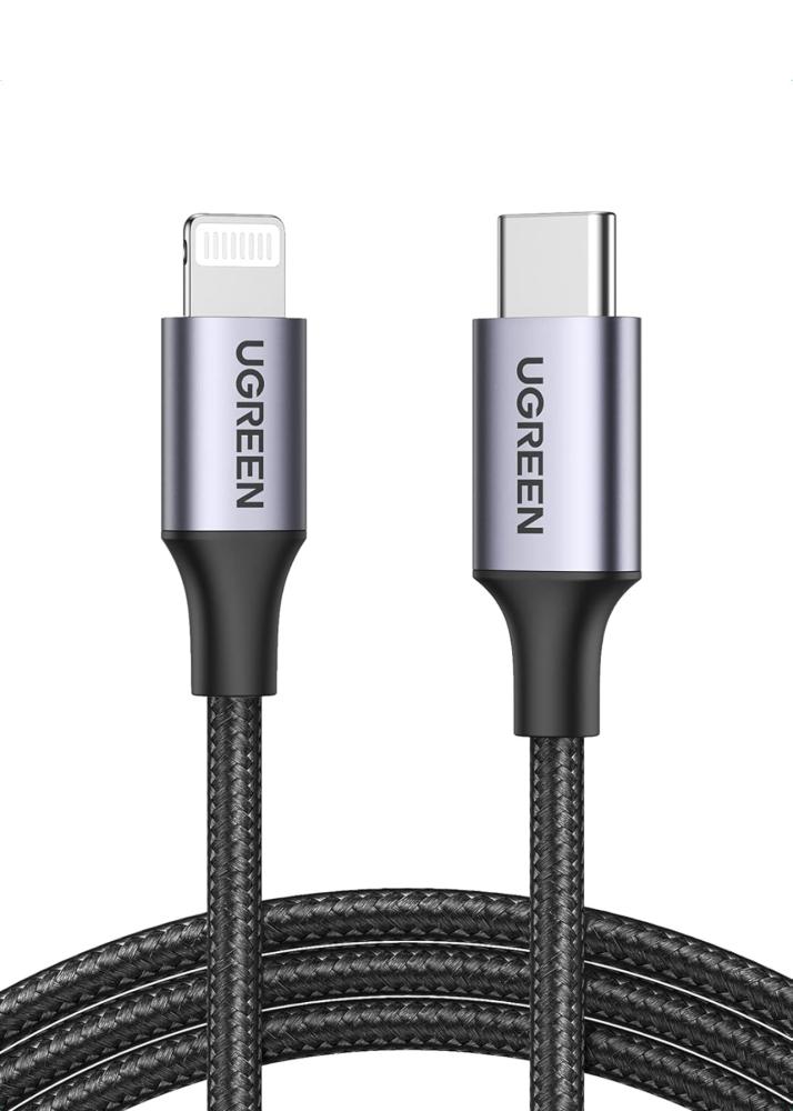 يوجرين سلك شاحن مظفرUSB C إلى أيفون بطول ١ متر اسود