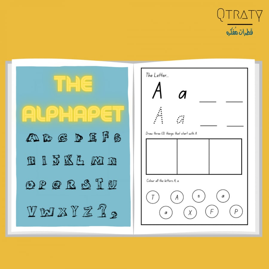 كتيب للغة الانجليزية كتابة وانشطة للاحرف والاعداد
