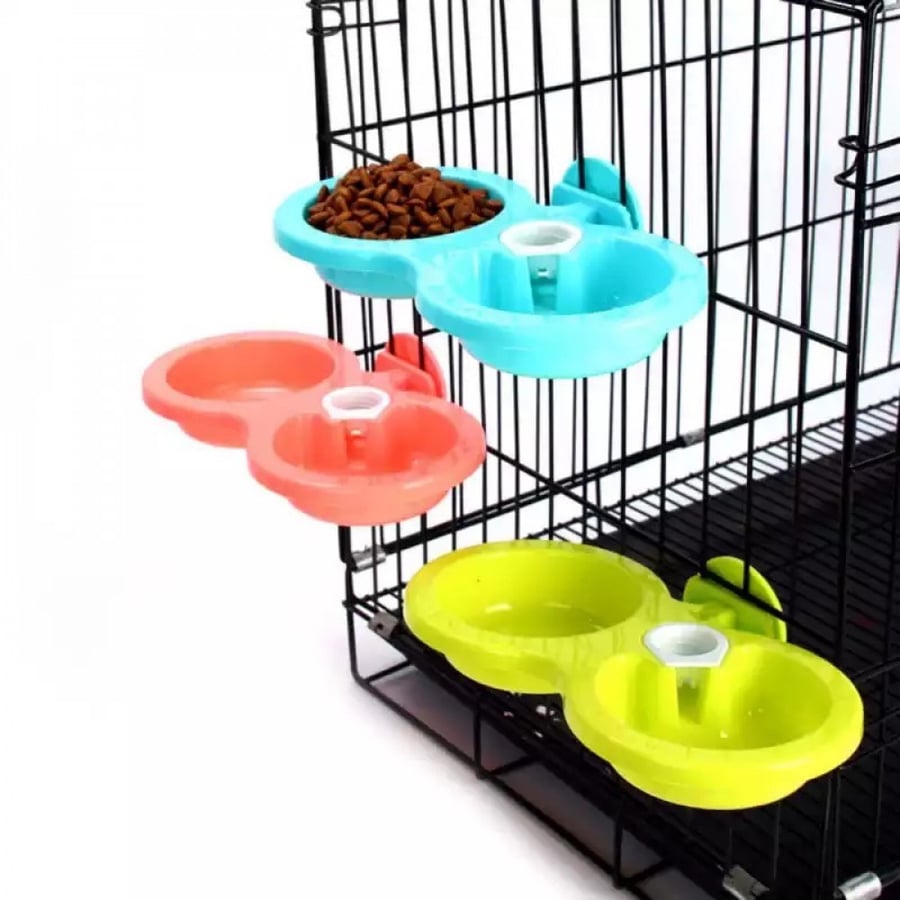Hanging Pet Cage Food and Water Bowl - وعاء طعام وماء للحيوانات الأليفة قابل للتعليق داخل القفص