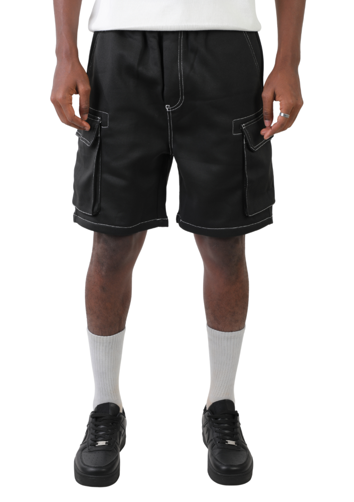 شورت كارجو قطني بخياطة بارزة وتصميم واسع