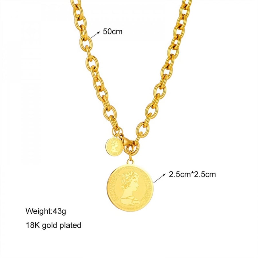 18 karat gold-plated necklace with a coin-shaped pendant