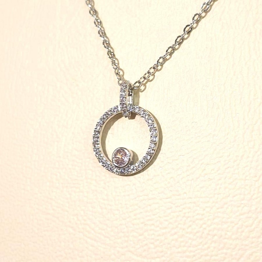 Round silver Swarovski bracelet chain encrusted with stones