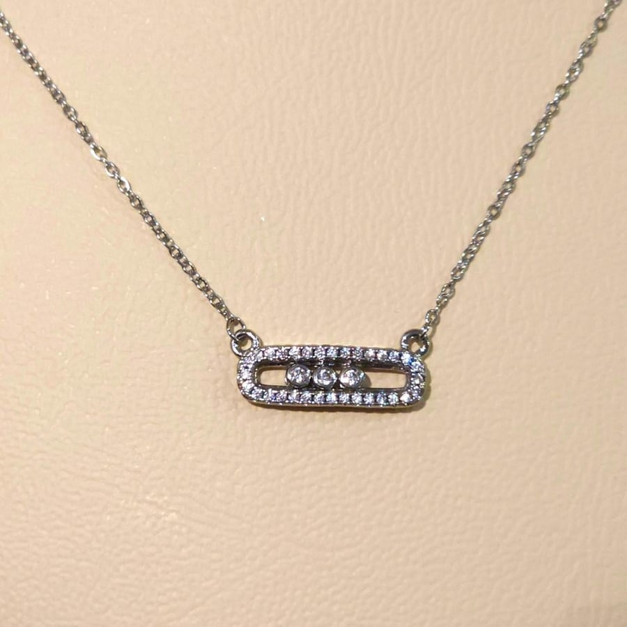 Messika brand necklace silver encrusted with zircon stones