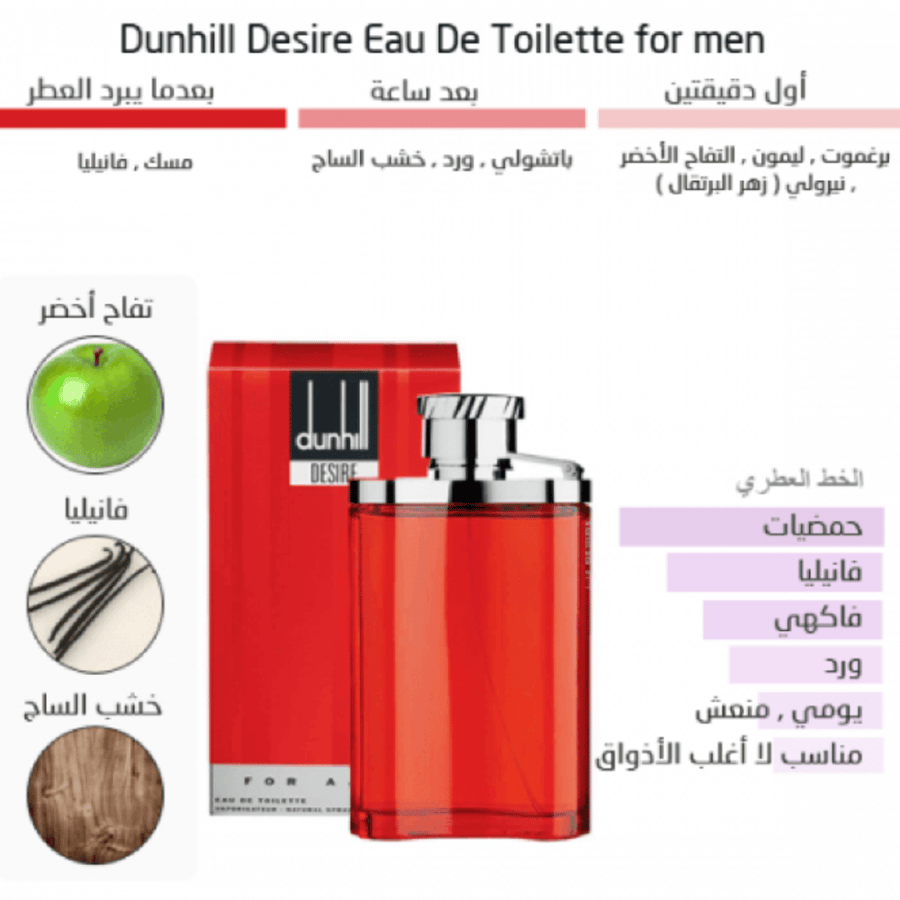 عطر ديزاير ريد من دنهل للرجال - او دي تواليت 100مل Dunhill Desire Red For Men - Eau De Toilette 100ml