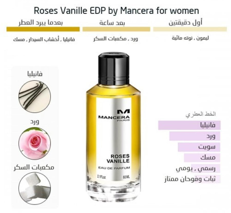عطر مانسيرا روز فانيلا او دو بارفيوم 120مل  Mancera Roses Vanille Eau de Parfum 120ml