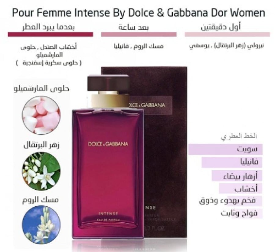 عطر دولتشي اند غابانا بور فيمي انتنس للنساء او دو بارفيوم 100مل Dolce and Gabbana Intense Pour Femme Eau de Parfum For Women 100ml