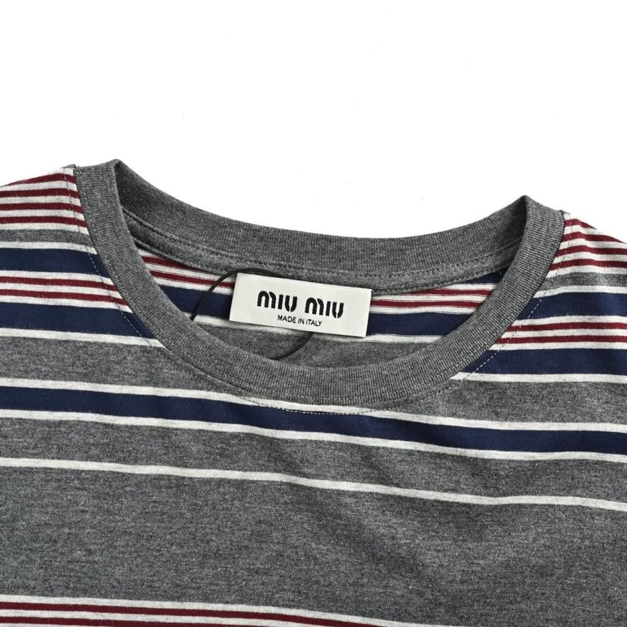 Miu Miu Striped Jersey Polo Shirt Blue / Grey