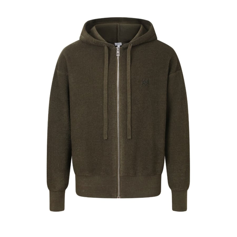 Loewe Anagram Zip-Up Hoodie Dark Khaki Green