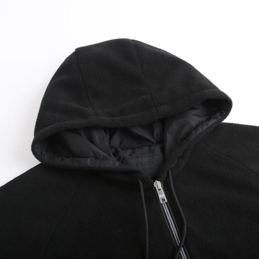 Prada Hooded Technical Fabric Blouson Jacket Black