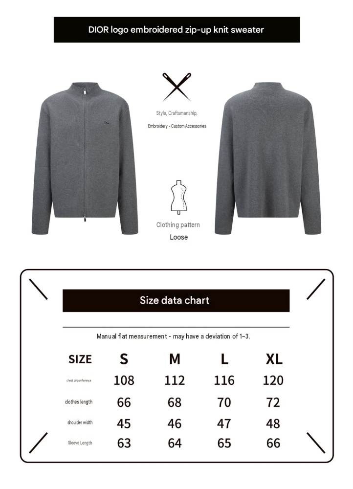 Dior Zipped Jacket with Stand Collar Black Wool Interlock