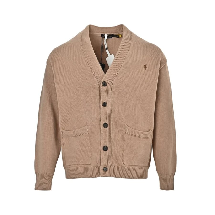 Polo Ralph Lauren Cotton V-Neck Cardigan Camel Brown