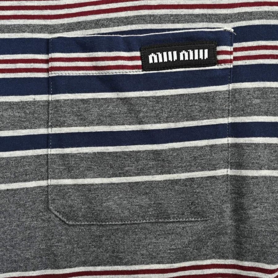 Miu Miu Striped Jersey Polo Shirt Blue / Grey