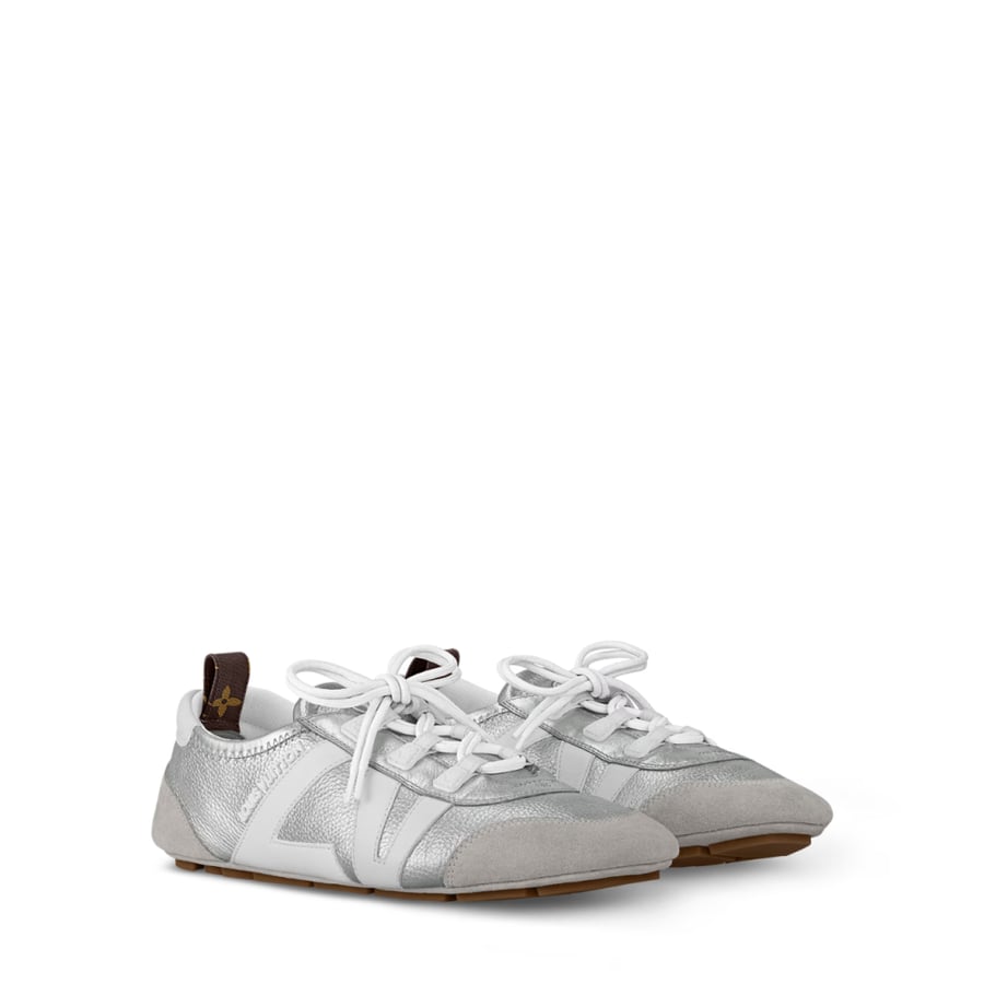 Louis Vuitton LV Sneakerina Silver Metallic Grained Calf Leather