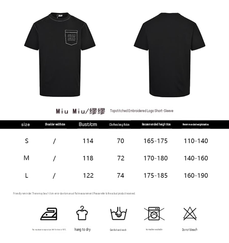 Miu Miu Open-Thread Embroidered Pocket Logo T-Shirt White