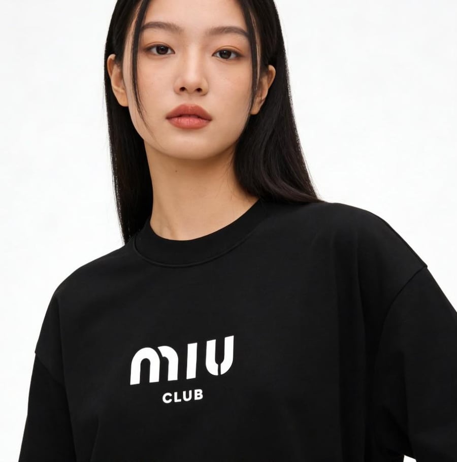 Miu Miu Club Cotton T-Shirt Black