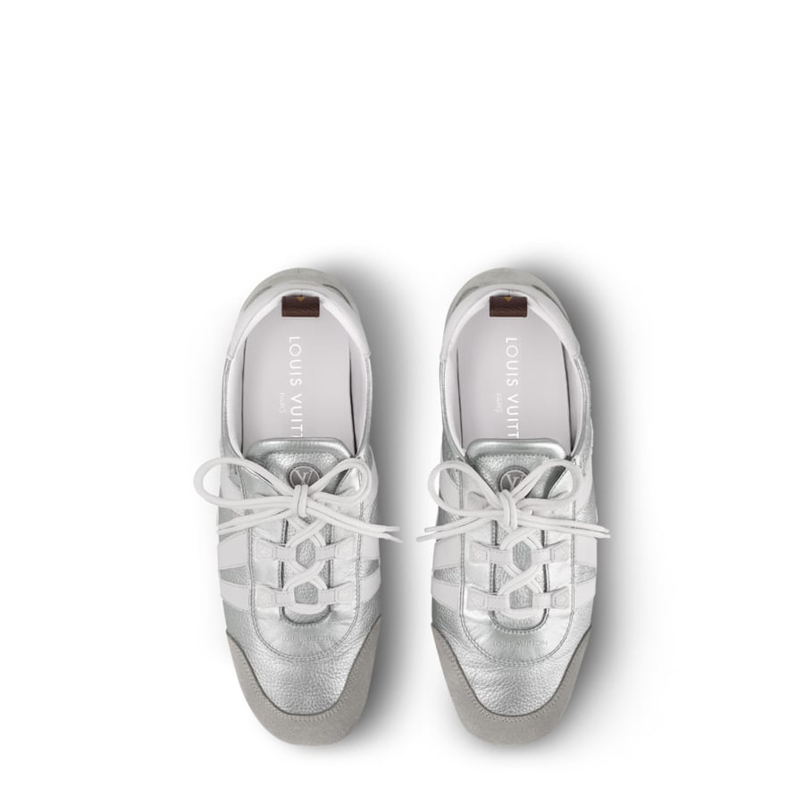 Louis Vuitton LV Sneakerina Silver Metallic Grained Calf Leather