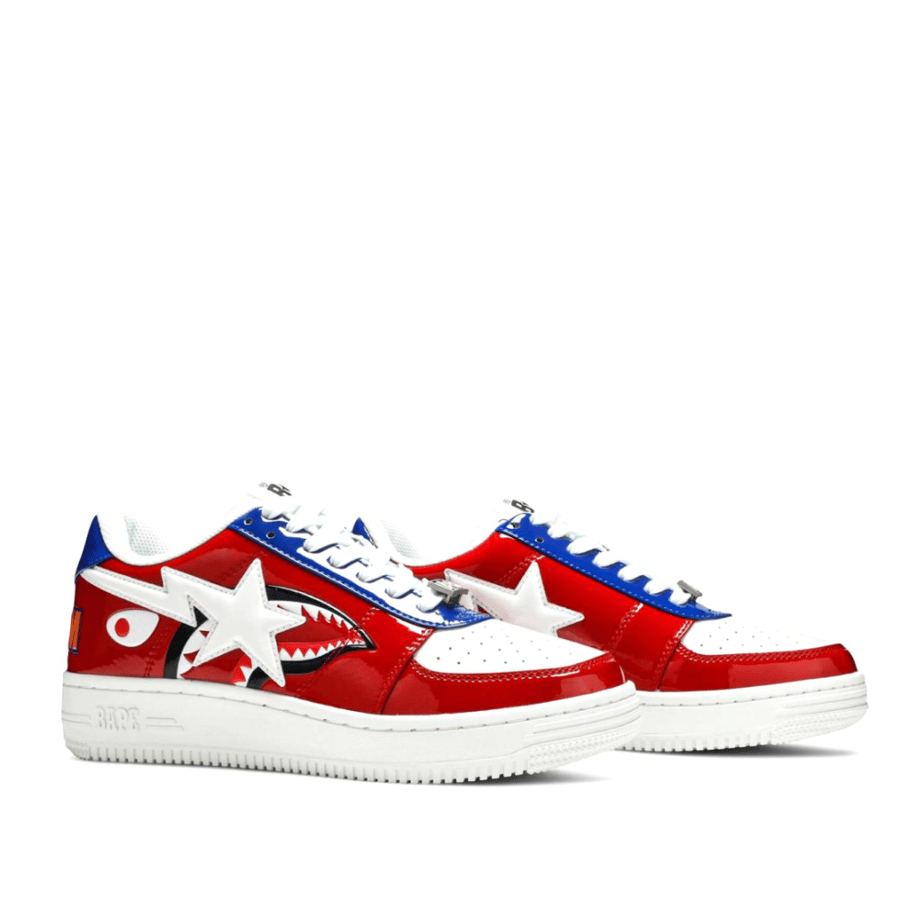 A Bathing Ape BAPE STA Low M2 Shark Face Red / White / Blue