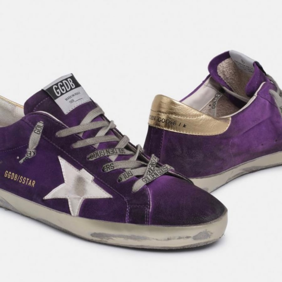Purple suede Super-Star sneakers with gold heel tab