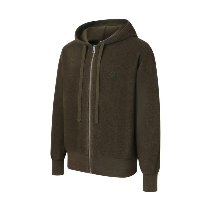 Loewe Anagram Zip-Up Hoodie Dark Khaki Green