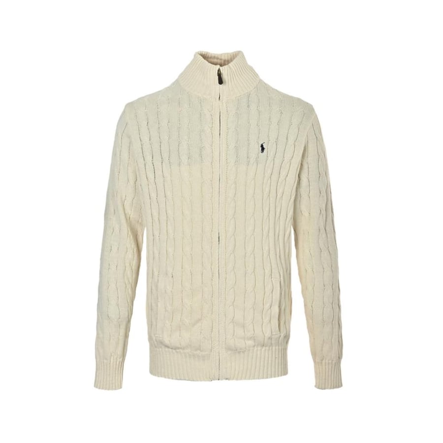 Polo Ralph Lauren Cable-Knit Cotton Full-Zip Sweater Off-White