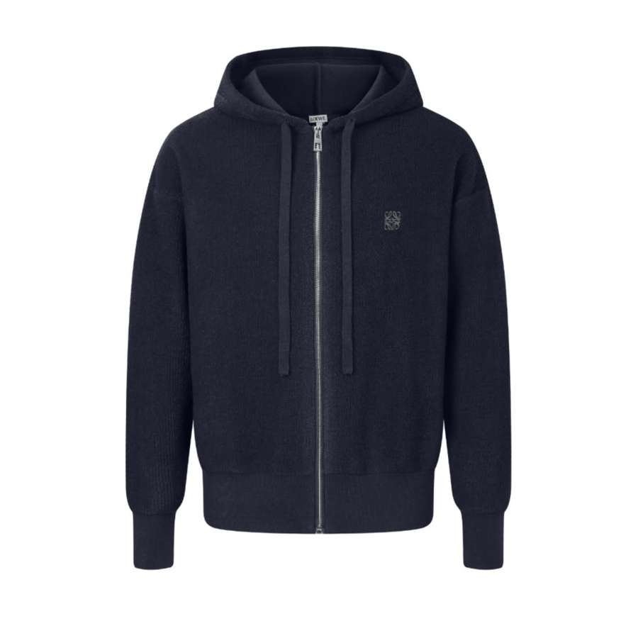 Loewe Anagram Zip-Up Hoodie Navy Blue