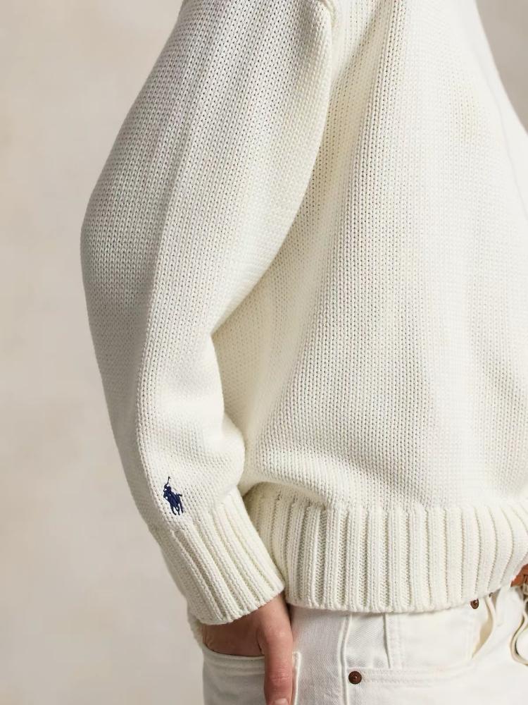 Polo Ralph Lauren Textured Knit Mock-Neck Sweater Cream White