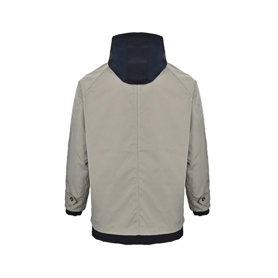 Miu Miu Panama Cotton and Technical Pongé Blouson Jacket Clay / Navy