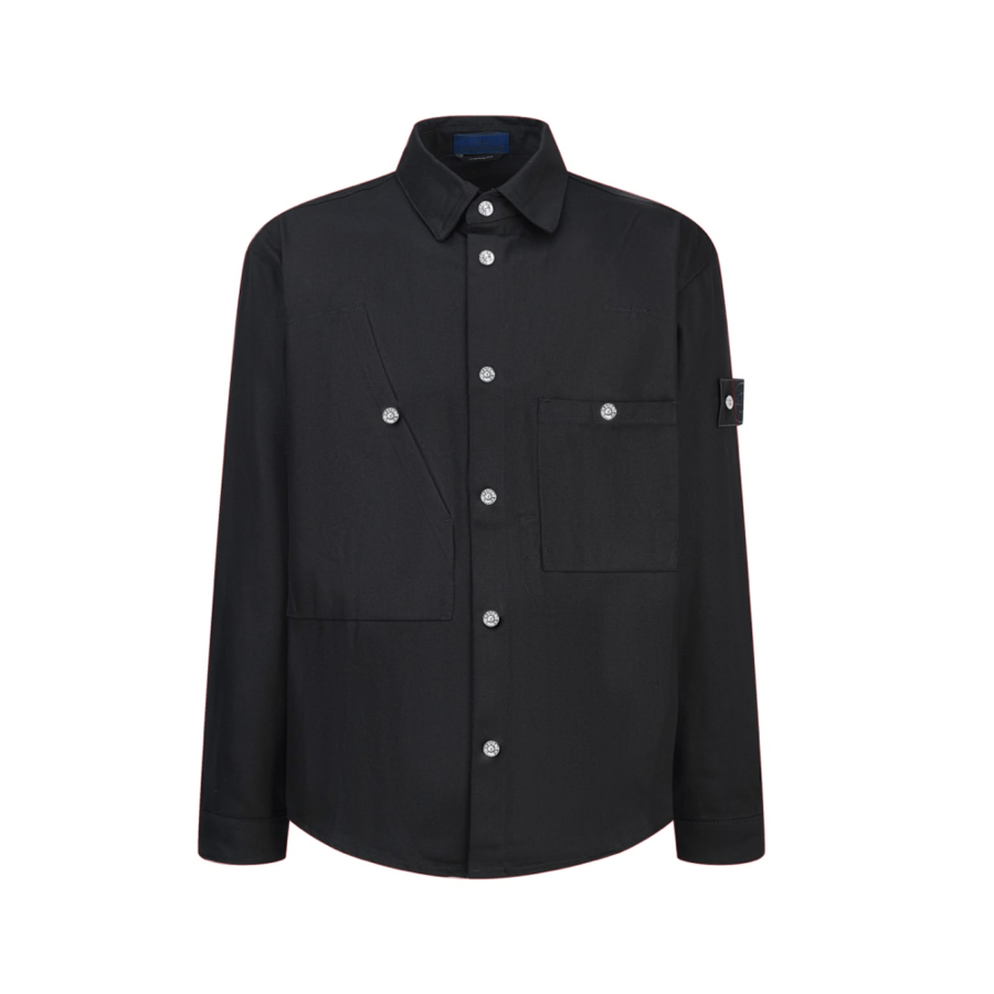 Stone Island Cotton Denim Overshirt Black