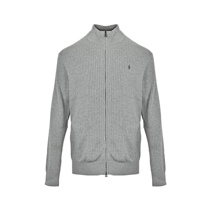 Polo Ralph Lauren Cable-Knit Cotton Full-Zip Sweater Grey