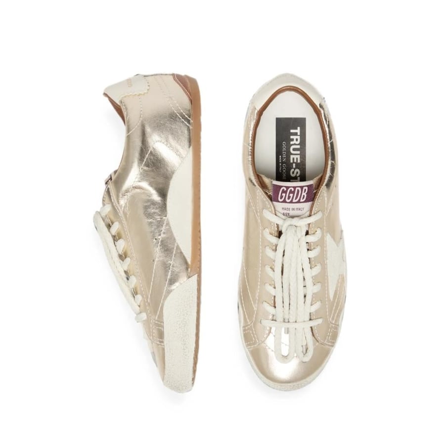 True-Star in metallic platinum leather with light gray suede star