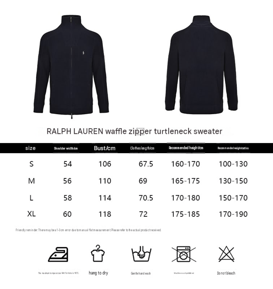 Polo Ralph Lauren Ribbed Full-Zip Sweater Navy Blue