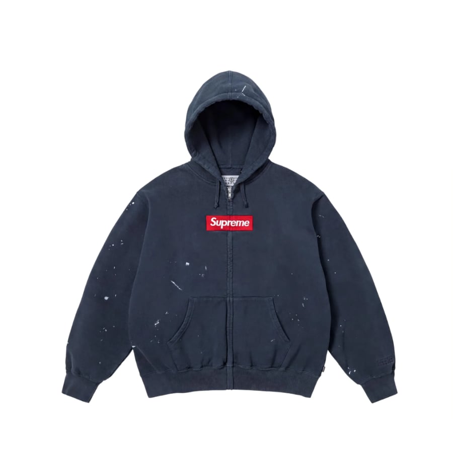 Supreme x MM6 Maison Margiela Box Logo Zip-Up Hooded Sweatshirt Navy