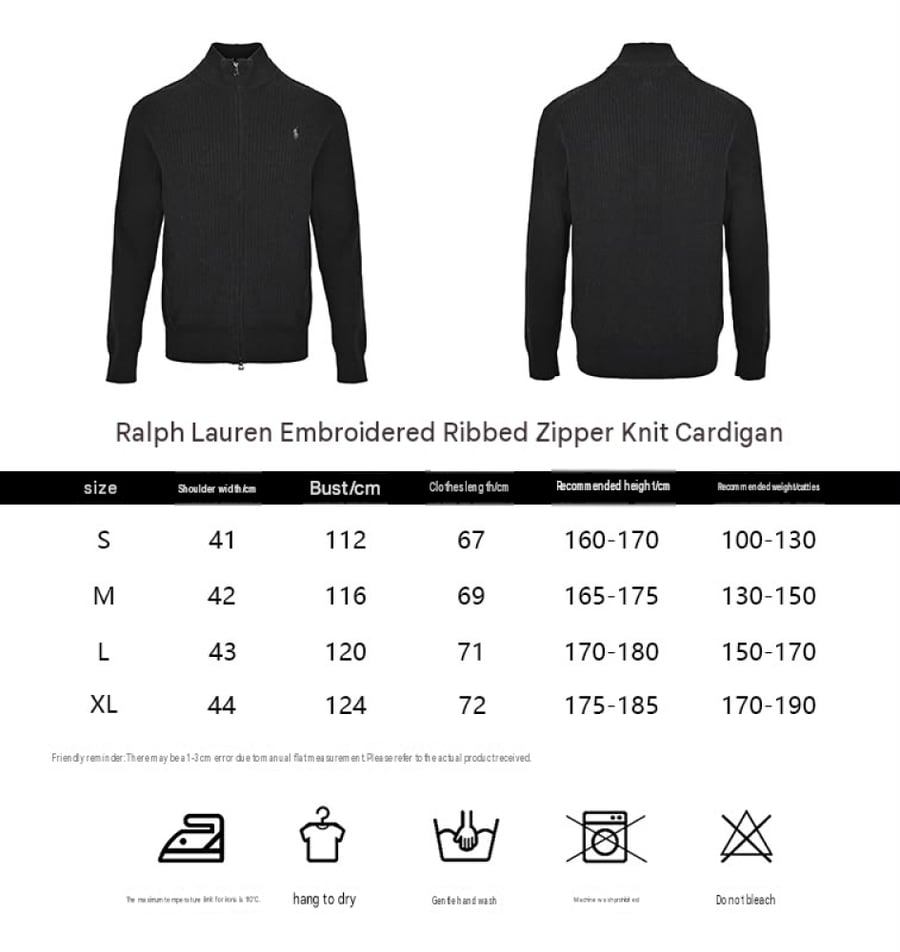 Polo Ralph Lauren Cable-Knit Cotton Full-Zip Sweater Black