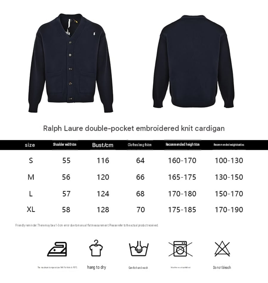 Polo Ralph Lauren Cotton V-Neck Cardigan Navy Blue