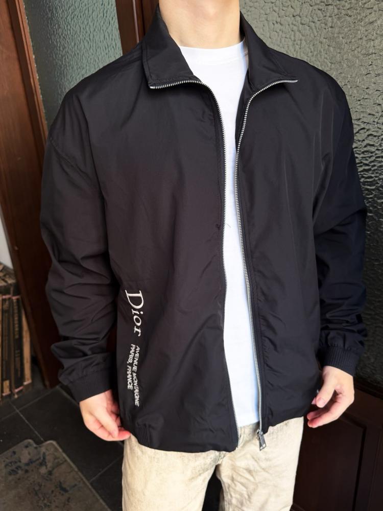 Dior Zipped Shirt with Dior Montaigne Embroidery Black